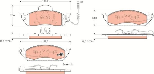 TRW GDB1378 - Тормозные колодки, дисковые, комплект autosila-amz.com