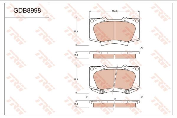 TRW GDB8998 - Тормозные колодки, дисковые, комплект autosila-amz.com