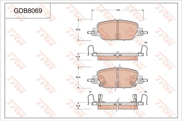 TRW GDB8069AT - Тормозные колодки, дисковые, комплект autosila-amz.com