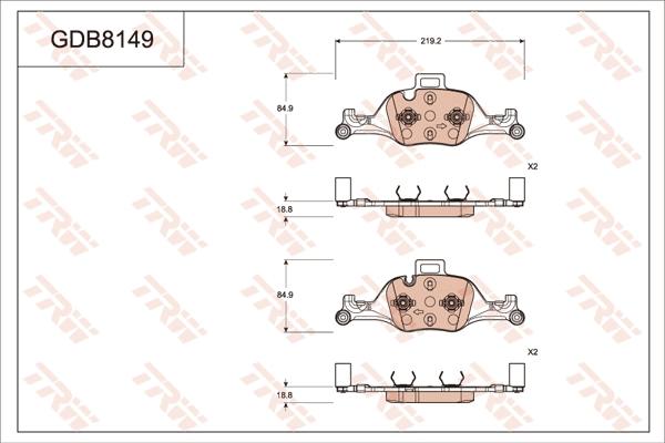 TRW GDB8149 - Тормозные колодки, дисковые, комплект autosila-amz.com