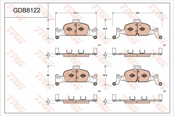 TRW GDB8122 - Тормозные колодки, дисковые, комплект autosila-amz.com