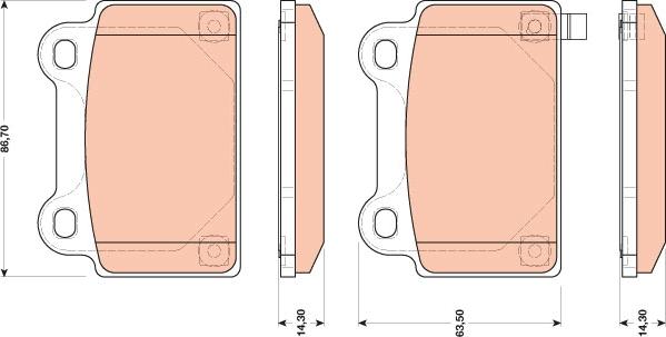 TRW GDB3488 - Тормозные колодки, дисковые, комплект autosila-amz.com