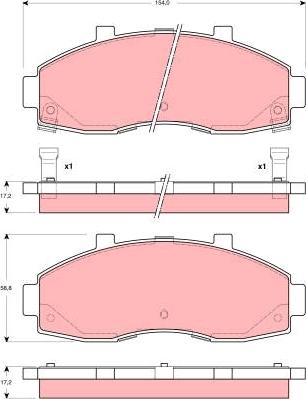 TRW GDB3263 - GDB3263 662 02 !колодки дисковые п.\ KIA Pregio 2.7D 97-98 autosila-amz.com