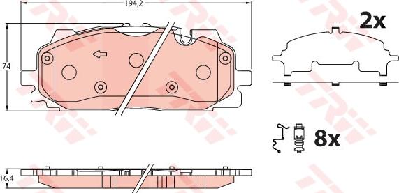 TRW GDB2190 - Тормозные колодки, дисковые, комплект autosila-amz.com