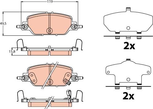 TRW GDB2217 - Тормозные колодки, дисковые, комплект autosila-amz.com