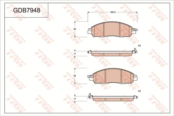 TRW GDB7948 - Тормозные колодки, дисковые, комплект autosila-amz.com