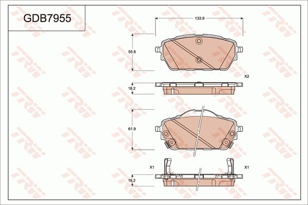 TRW GDB7955DT - Тормозные колодки, дисковые, комплект autosila-amz.com