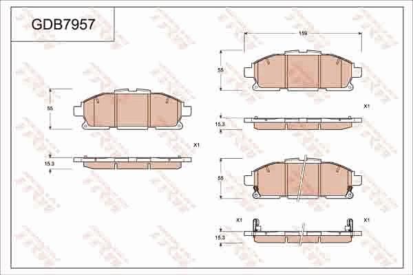 TRW GDB7957 - Тормозные колодки, дисковые, комплект autosila-amz.com