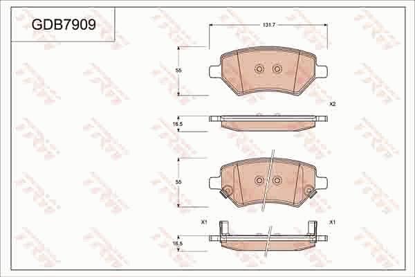 TRW GDB7909 - Тормозные колодки, дисковые, комплект autosila-amz.com