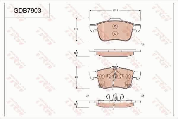 TRW GDB7903 - Тормозные колодки, дисковые, комплект autosila-amz.com