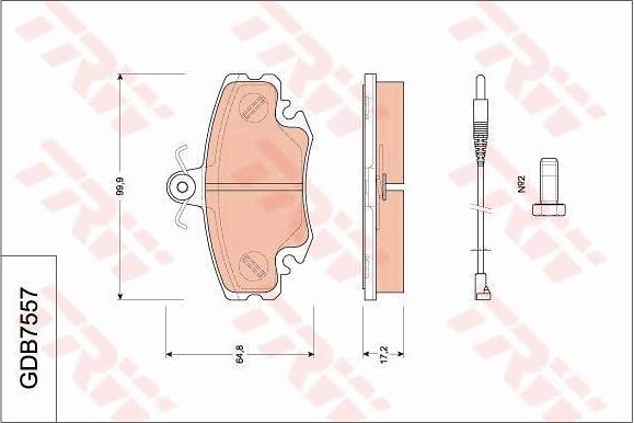 TRW GDB7557 - Тормозные колодки, дисковые, комплект autosila-amz.com