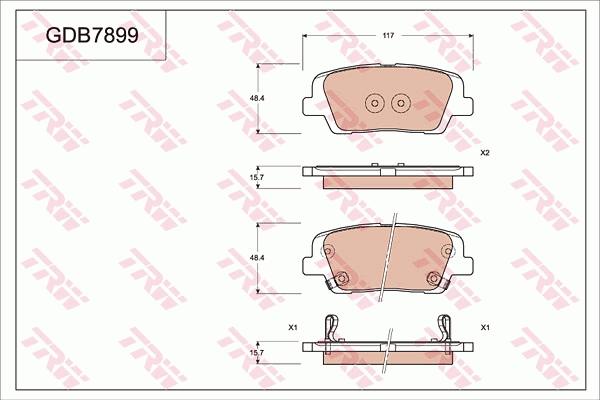 TRW GDB7899 - Тормозные колодки, дисковые, комплект autosila-amz.com