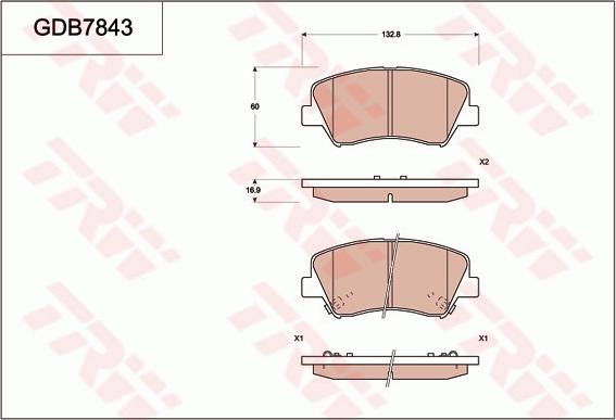 TRW GDB7843 - Тормозные колодки, дисковые, комплект autosila-amz.com