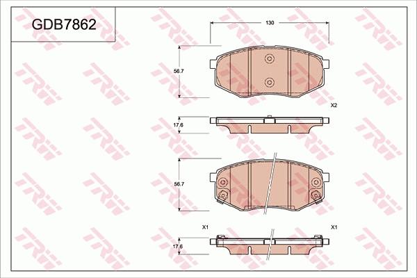 TRW GDB7862 - Тормозные колодки, дисковые, комплект autosila-amz.com