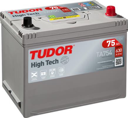 Tudor TA754 - Аккумулятор TUDOR ASIA 75 А/ч обратная R+ 270x173x222 EN630 А autosila-amz.com