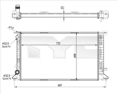 TYC 702-0037-R - Радиатор, охлаждение двигателя autosila-amz.com