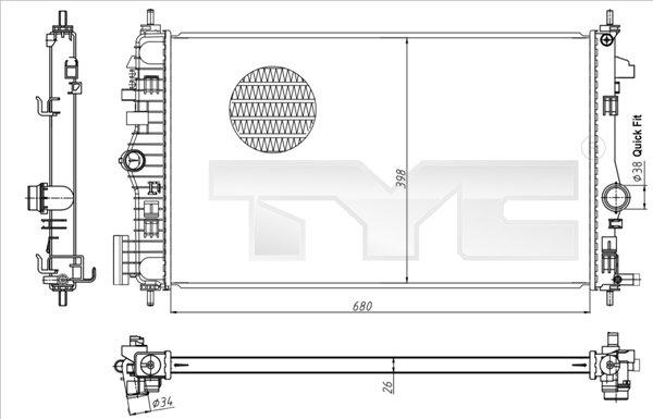 TYC 725-0047 - Радиатор, охлаждение двигателя autosila-amz.com