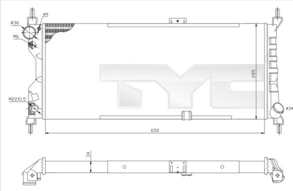 TYC 725-0019-R - Радиатор, охлаждение двигателя autosila-amz.com