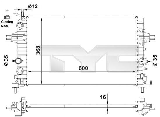 TYC 725-0036 - Радиатор, охлаждение двигателя autosila-amz.com