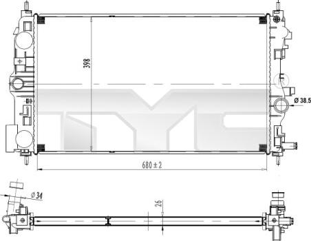 TYC 725-0037 - Радиатор, охлаждение двигателя autosila-amz.com