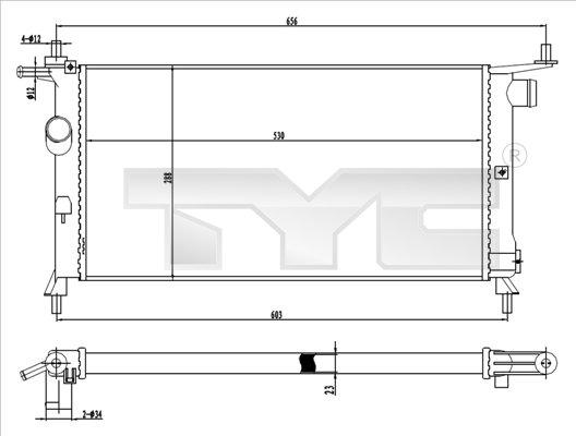 TYC 725-0020 - Радиатор, охлаждение двигателя autosila-amz.com