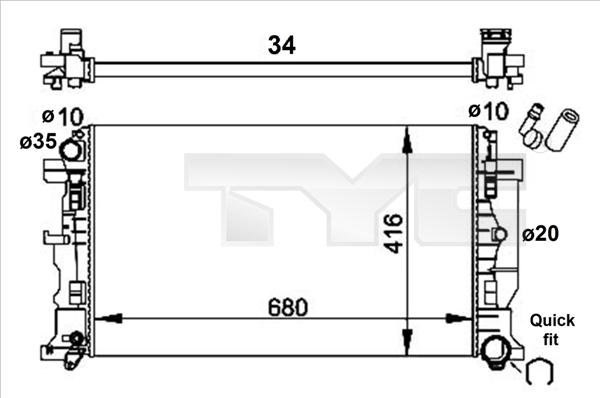 TYC 721-0014-R - Радиатор, охлаждение двигателя autosila-amz.com