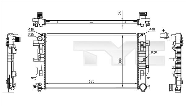 TYC 721-0014 - Радиатор, охлаждение двигателя autosila-amz.com