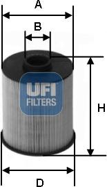 UFI 26.077.00 - Фильтр топливный катридж бумажный autosila-amz.com