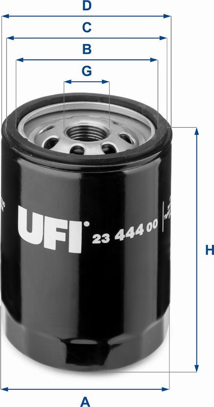 UFI 23.444.00 - Фильтр масляный накручивающийся легковой ALFA ROMEO, FIAT, LANCIA autosila-amz.com