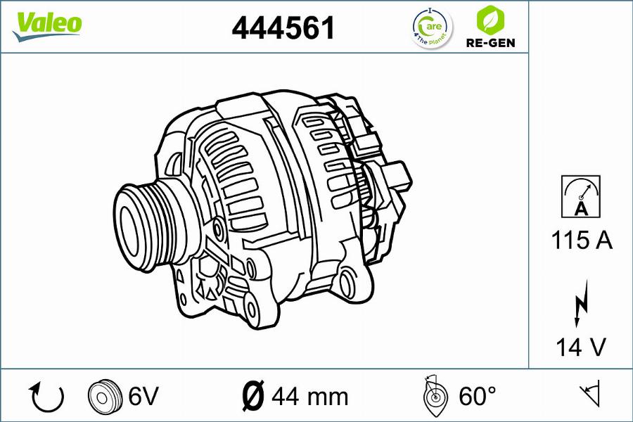 Valeo 444561 - Генератор autosila-amz.com