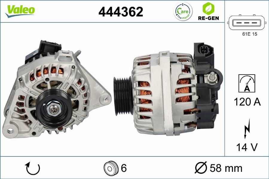 Valeo 444362 - Генератор autosila-amz.com