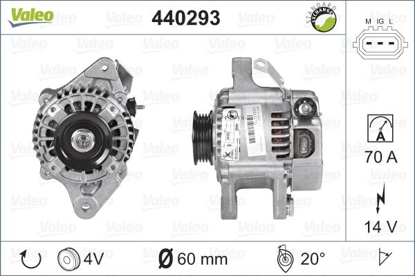 Valeo 440293 - Генератор autosila-amz.com