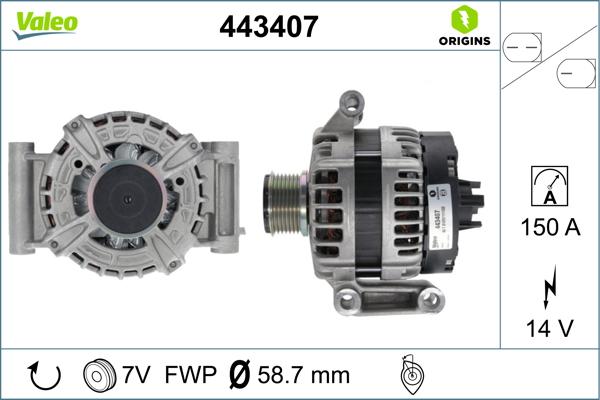 Valeo 443407 - Генератор autosila-amz.com