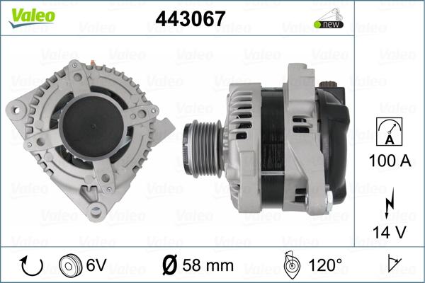 Valeo 443067 - Генератор TOYOTA YARIS/AURIS/COROLLA autosila-amz.com