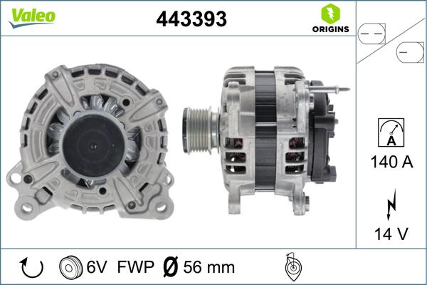 Valeo 443393 - Генератор autosila-amz.com