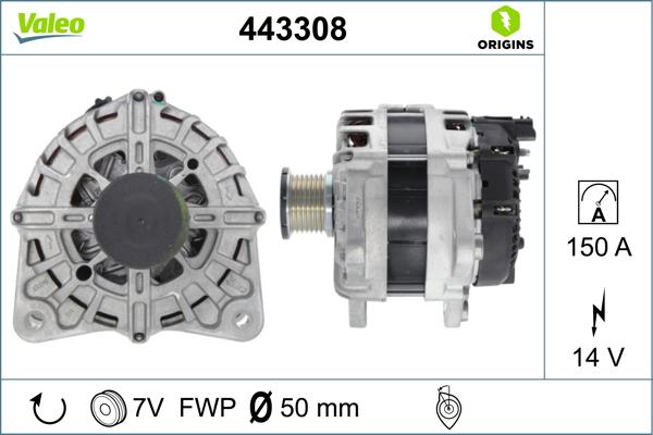 Valeo 443308 - Генератор autosila-amz.com