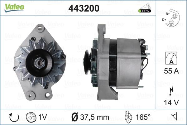 Valeo 443200 - Генератор VOLKSWAGEN Golf II, Jetta, Polo, Ibiza II, Terra autosila-amz.com