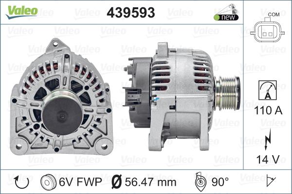 Valeo 439593 - Генератор autosila-amz.com