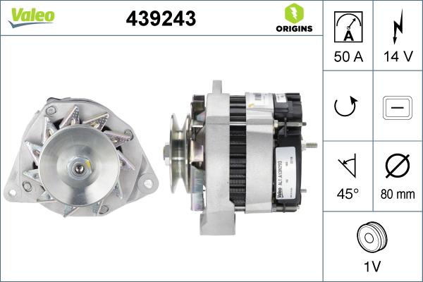 Valeo 439243 - Генератор autosila-amz.com