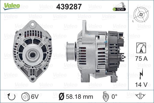 Valeo 439287 - Генератор autosila-amz.com