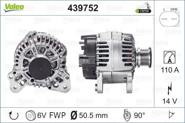 Valeo 439752 - Генератор autosila-amz.com