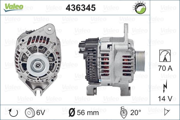Valeo 436345 - Rdzen генератор citroen evasion 1.8i /capacity:1761/ engine type:xu7jp/l3/ 7.96>9.98, citroen evasio autosila-amz.com