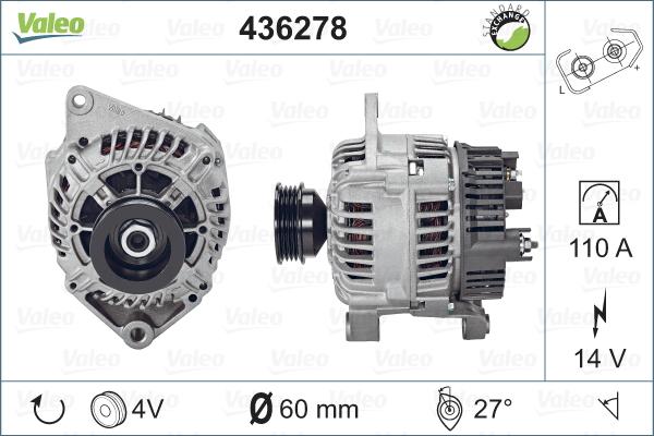 Valeo 436278 - Генератор autosila-amz.com