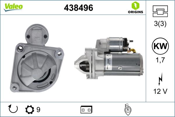 Valeo 438496 - Starter (12V, 1,7kW) fits: IVECO DAILY VI FIAT DUCATO 2.0D/2.3D/3.0D 07.06- autosila-amz.com