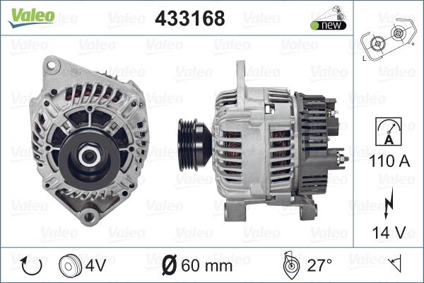 Valeo 433168 - Генератор autosila-amz.com