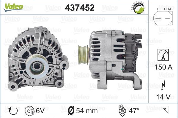 Valeo 437452 - Генератор autosila-amz.com