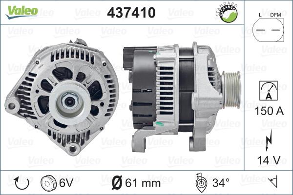 Valeo 437410 - Генератор autosila-amz.com