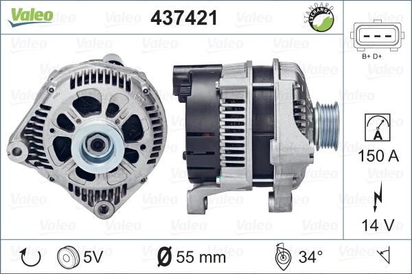 Valeo 437421 - Генератор autosila-amz.com