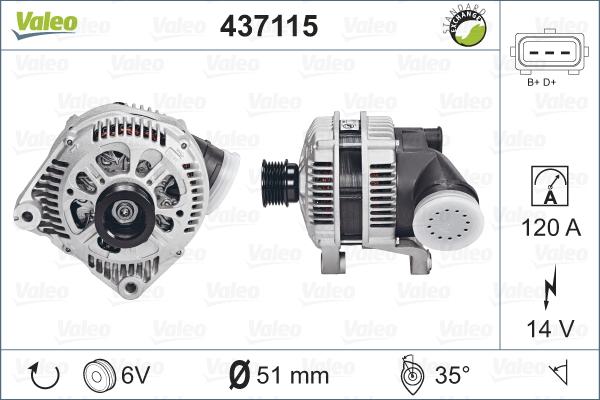 Valeo 437115 - Генератор autosila-amz.com