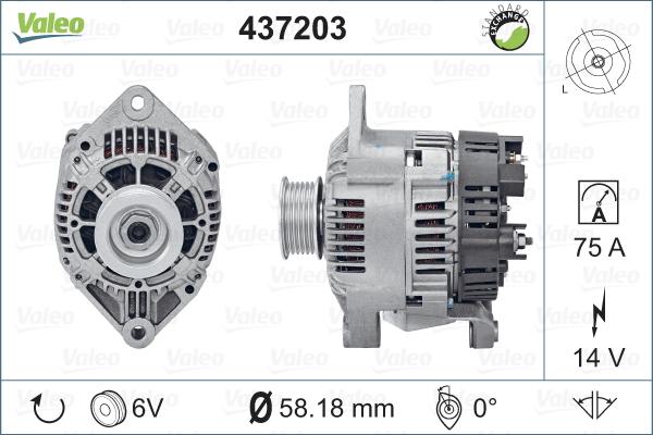 Valeo 437203 - Генератор autosila-amz.com